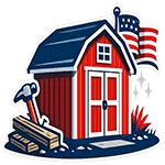 Custom Sheds illustrated service emblem